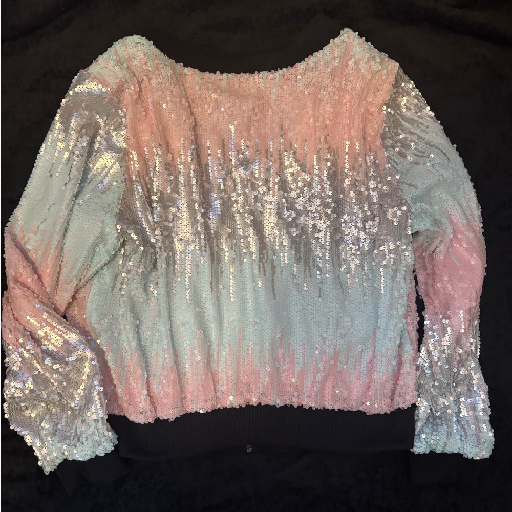 Lane Bryant Sequin Bomber Jacket - Pink, Blue, Silver